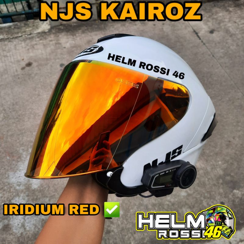 Kaca Visor Iridium NJS KAIROZ Iridium Red Blue Silver Gold Smoke Clear Bening Green Wine gratis rachet Custom