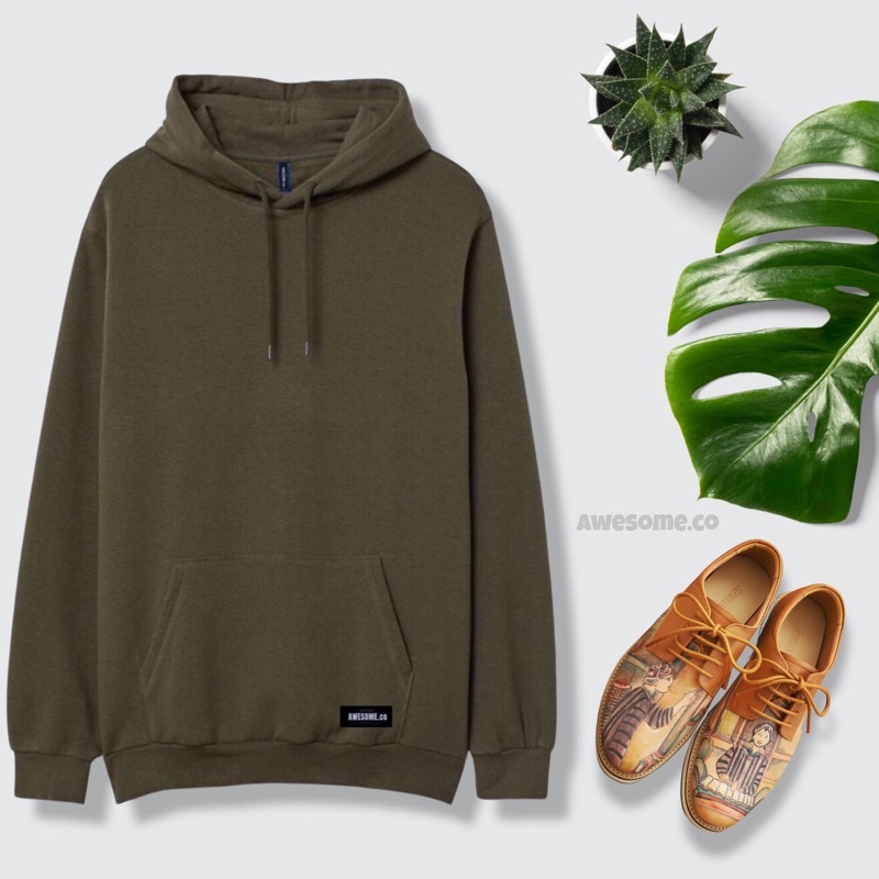 Hoodie Polos Pria Wanita Warna Army Original Awesome.co