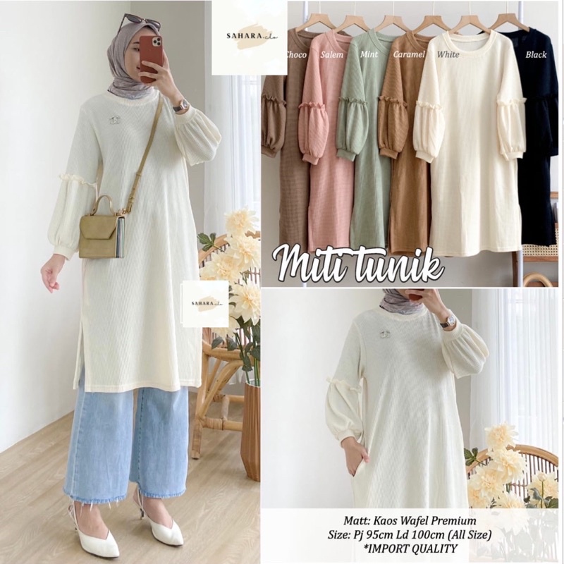 Long Tunik Knit Waffle Uniqlo Premium // Korean Tunik Blouse Knit Rajut Halus // Basic Plain Tunik L