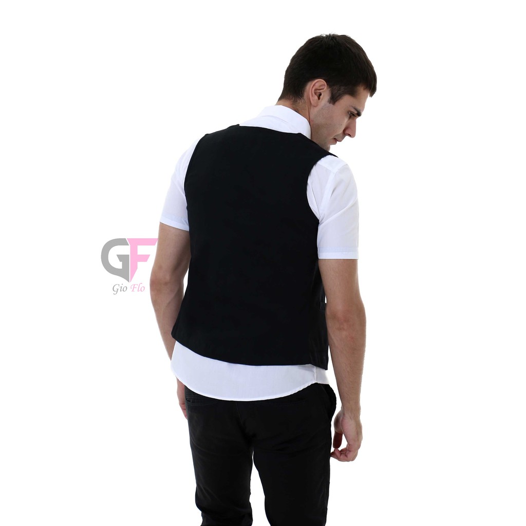 GIOFLO Rompi Waistcoat Luaran Kemeja Formal Pria Hitam / ROM 487