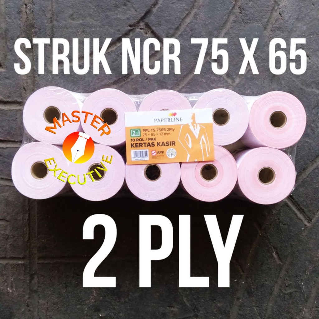 [Pak - 10 Roll] Paperline 75 x 65 x 2 Ply Kertas Struk Kasir / Rangkap Putih Merah POS