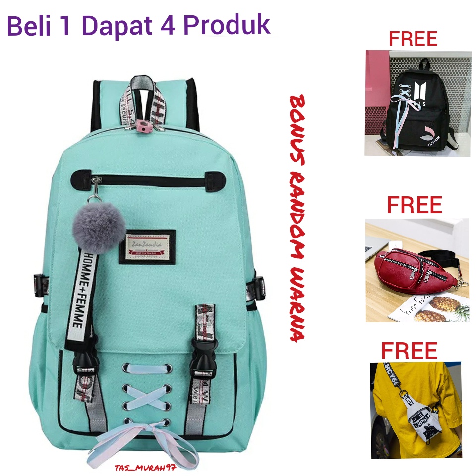 Tas Anak Sekolah Ransel Backpack Cowok Cewek Simple TK SD dan SMP Laki Laki Garsel Tas Punggung