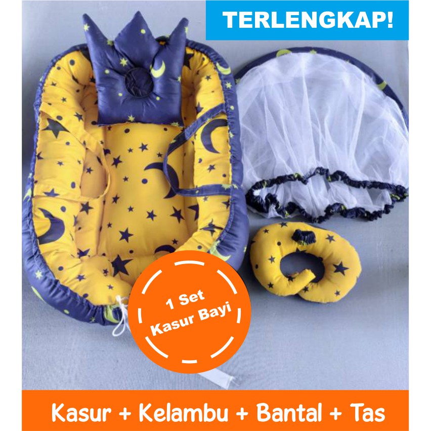 Kasur Bayi + Kelambu Bayi + Bantal + Bonus Tas - Perlengkapan Tidur Bayi StarMoon [Original]