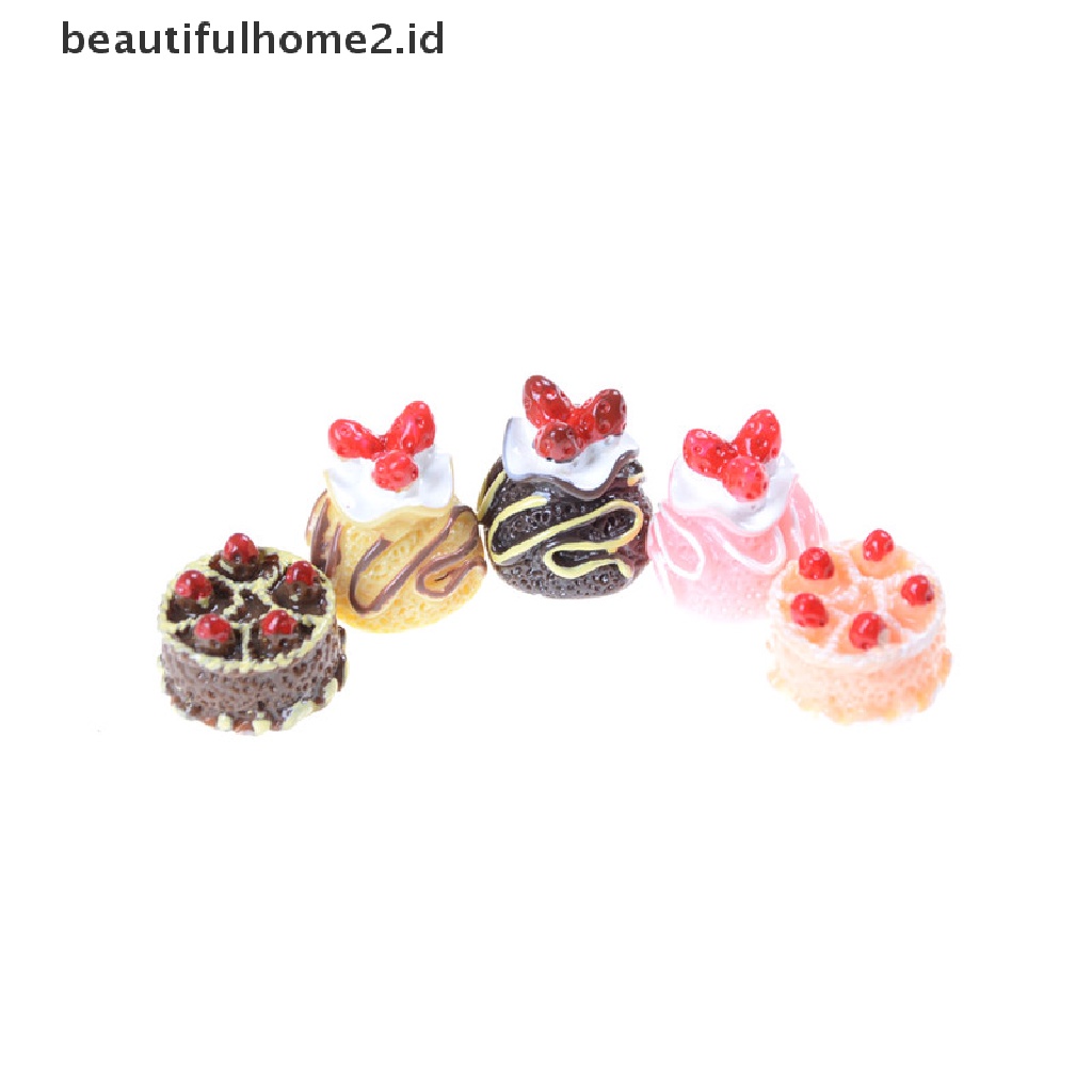 (Beautifulhome2.Id) 5pcs Miniatur Kue Dessert 3d Bahan Resin Untuk Aksesoris Rumah Boneka