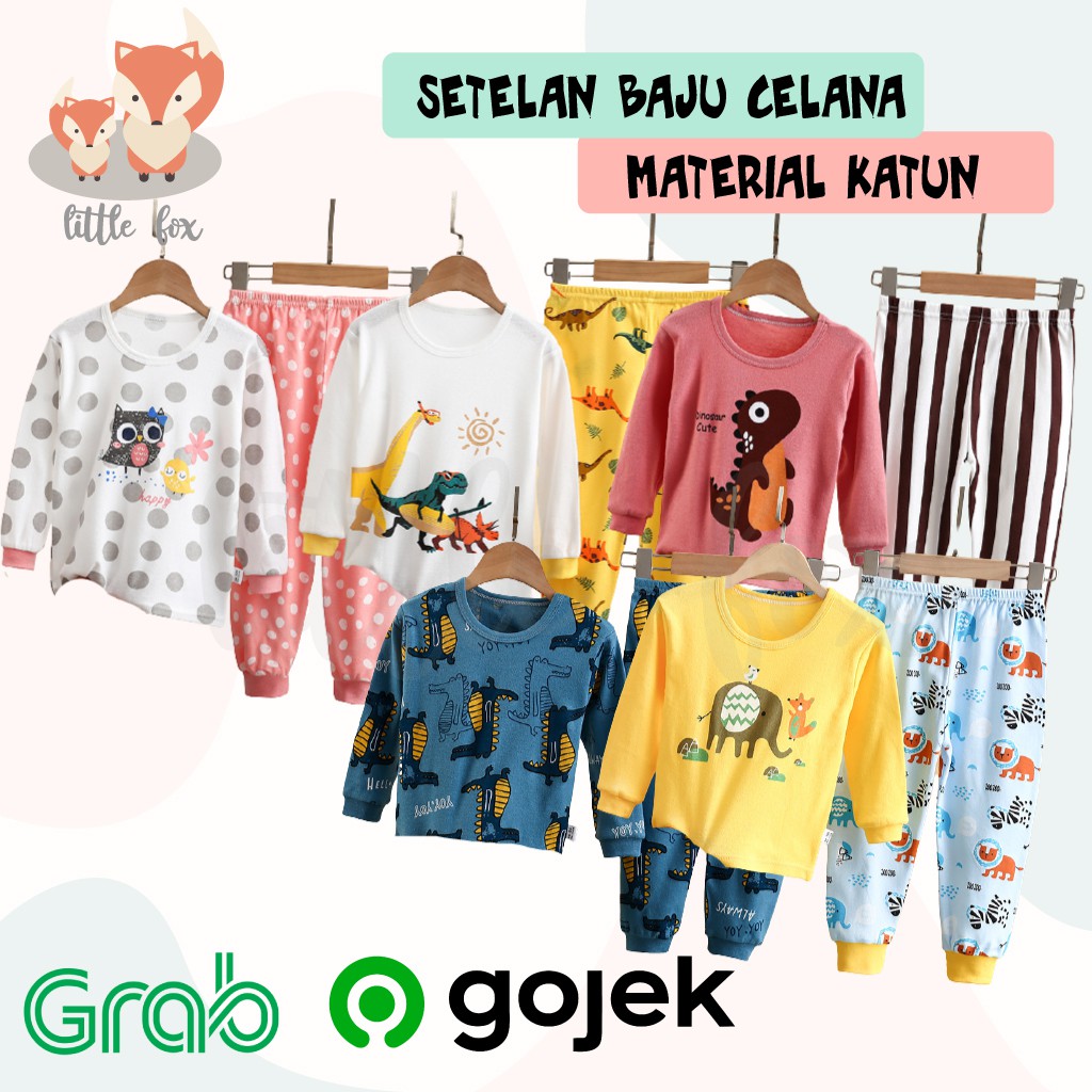 Setelan Baju Celana Panjang Baby / Piyama Bayi Material Katun
