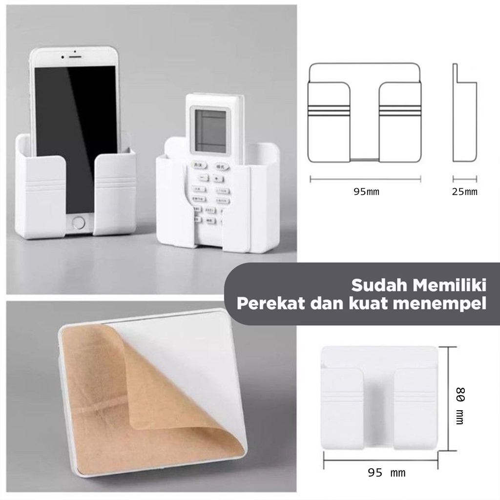 Rak Charger HP / Rak Remote TV / Rak Multifungsi, Tempat Kunci / Headset Tempel dinding