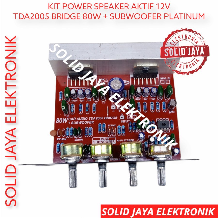 KIT POWER SPEAKER AKTIF 12V DC 80W BRIDGE SUBWOOFER SUB SUBWOFER AKI ACCU 12VDC 12VOLT 12 V DC MOBIL CAR AMPLI AMPLIIFER 12VDC TDA2005 BRIDGE PLUS PANEL TONE CONTROL SUBWOOFER 80W 80 W WATT TDA 2005 PLATINUM ASLI ORI ORIGINAL