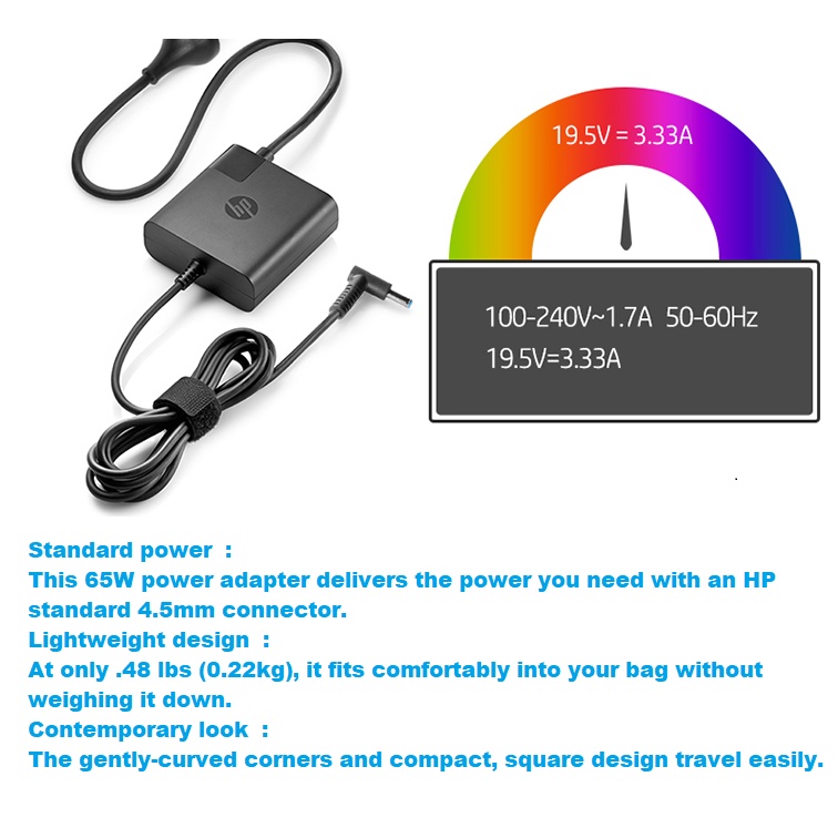Adaptor Charger Laptop HP Travel Power 65W X7W51AA Genuine Original