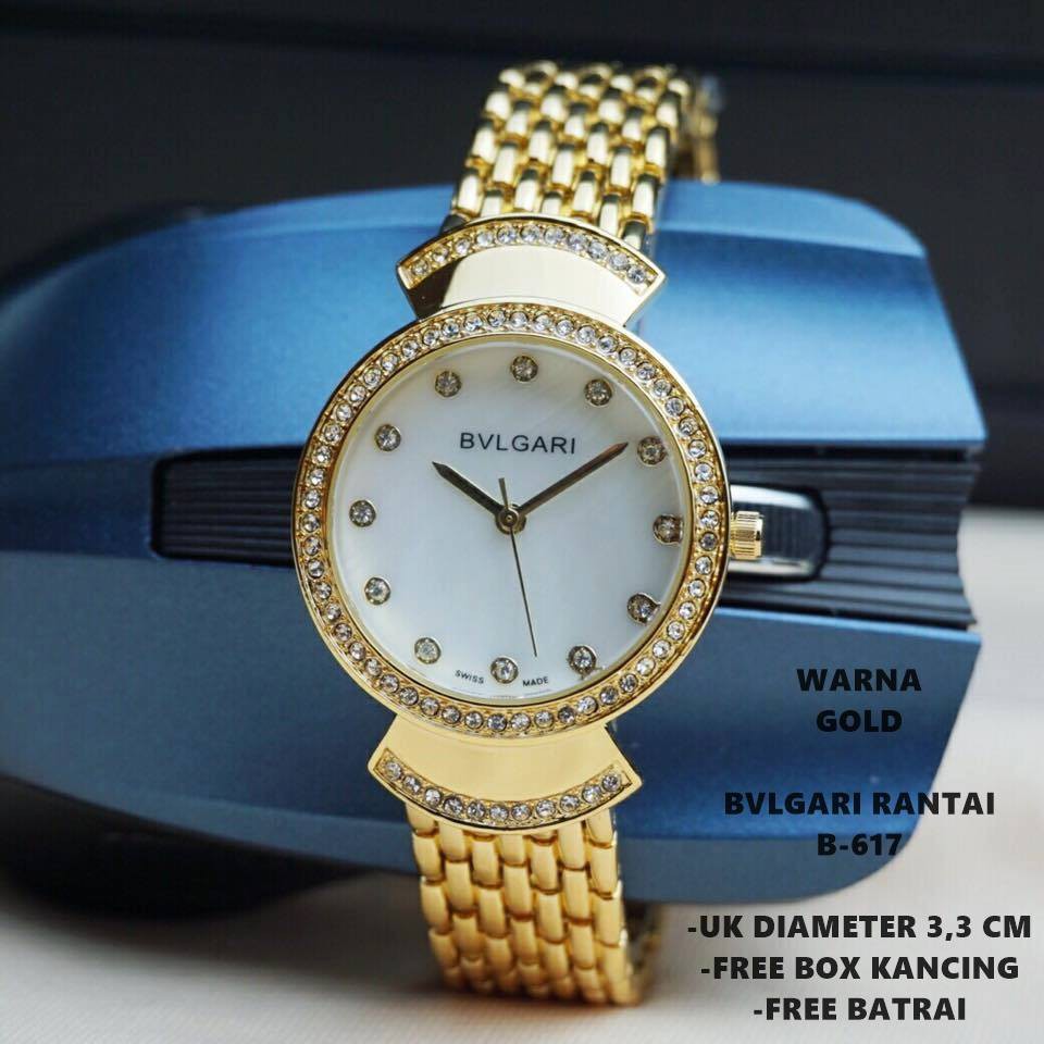 JAM TANGAN WANITA BVLGARI RANTAI B-617 UK D=3,3CM