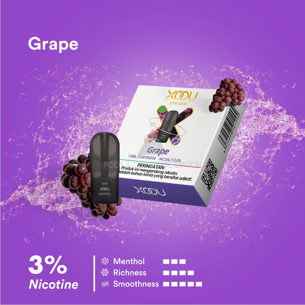 [PNCSID] [RELX COMPATIBLE] XOOU Mint Flavour Pods / Cartridge - Grape