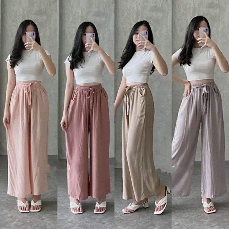 Arifirn Home Wear Crepe Loose Kulot Homwe - Celana Kulot Wanita Murah