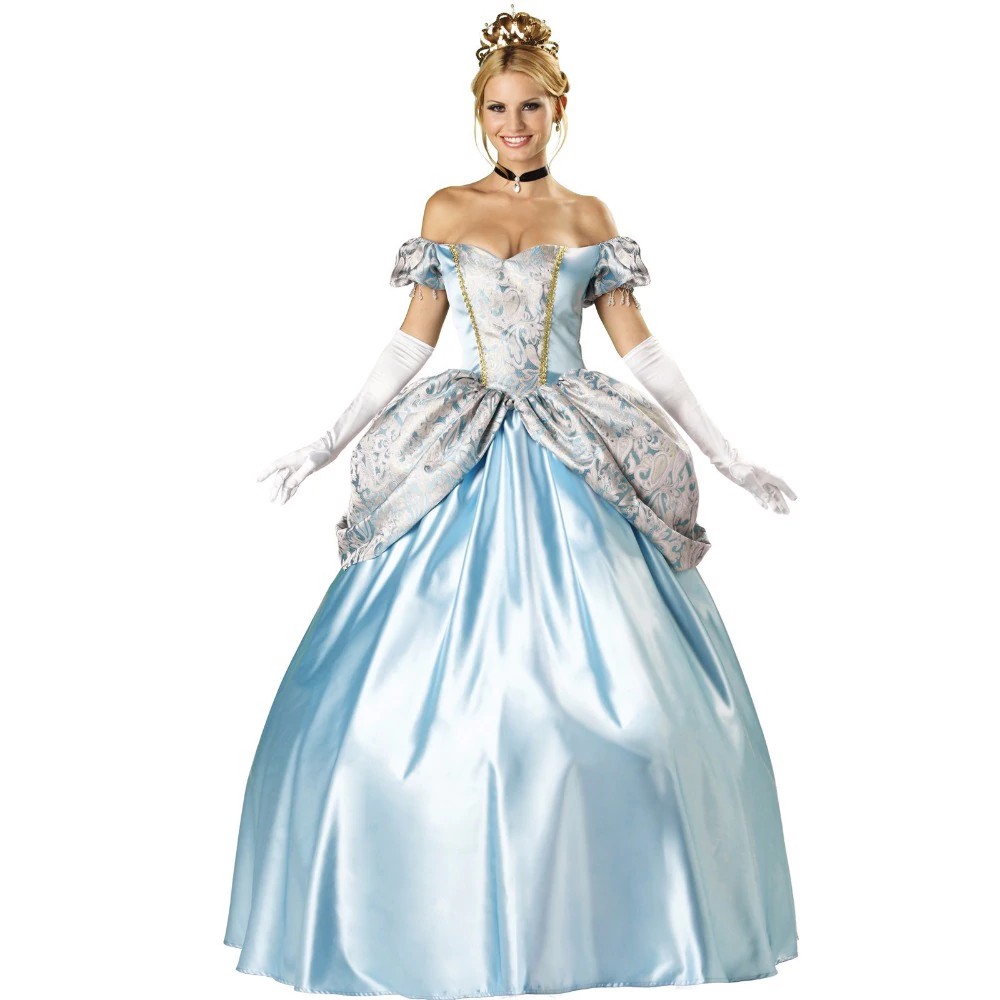 Jual Import Vashejiang Deluxe Kigurumi Blue Princess Adult Cinderella Princess Dress Halloween 