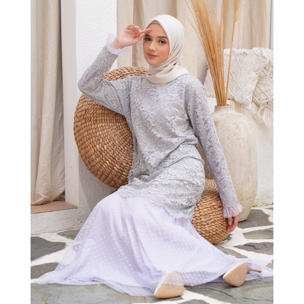 Gamis Seroja Sophia Brukat Tile Furing Size L Anak Dan Dewasa M/L/XL Seragam Kondangan Fashion Muslim Terbaru