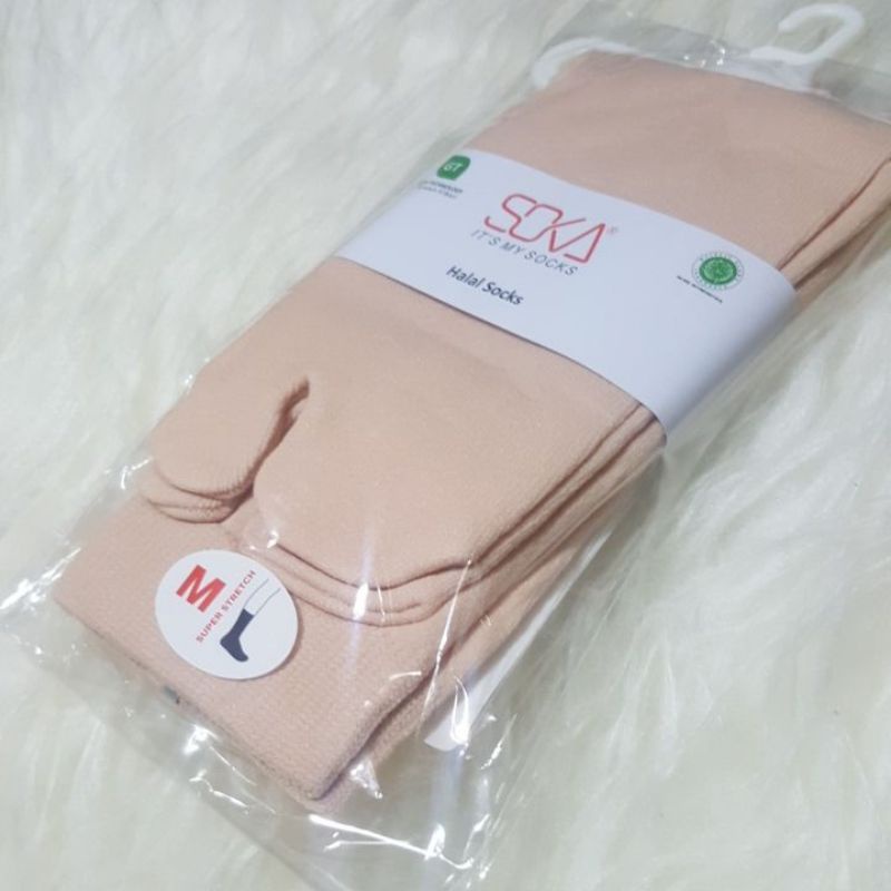 [1 PASANG] ORIGINAL SOKA Jempol Skin Kaos Kaki Muslimah Wanita Hijab Haji Umroh Murah Diskon Warna Kulit Size M Pendek kaoskaki-Light Skin NoTapak