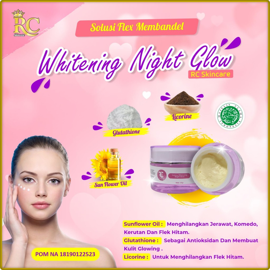 RC Night Cream Glowing / Whitening Night Glow - 10 gr (Krim Malam)