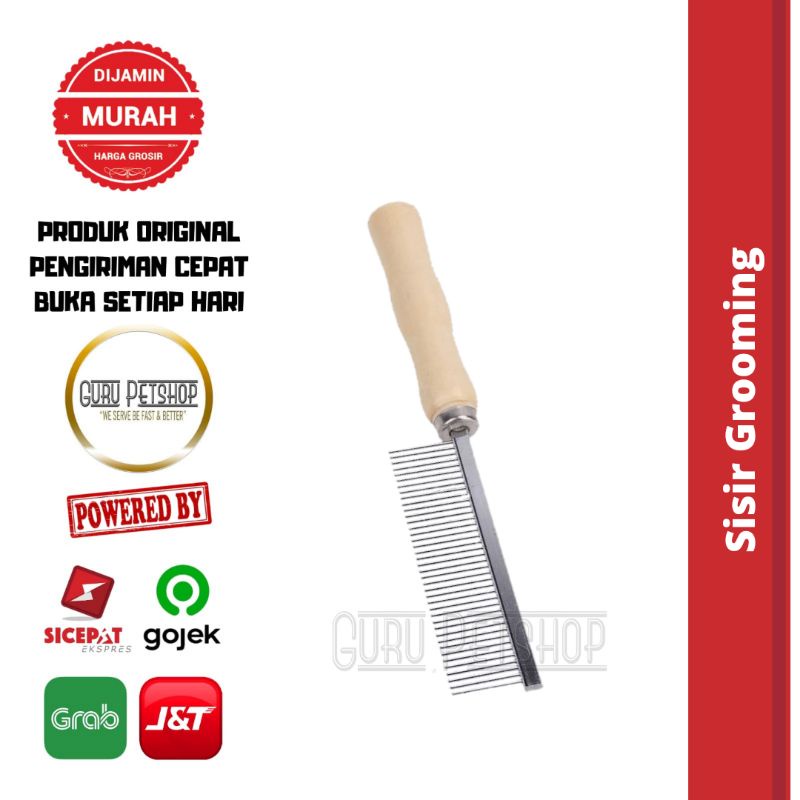 Sisir Grooming Anjing Kucing Gagang Kayu / Sisir Octagon KDC-20