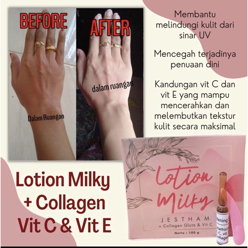 Lotion Injeksi  Milky Jestham + Collagen Gluta & VitC 50ML (Ekonomis/ Mini)