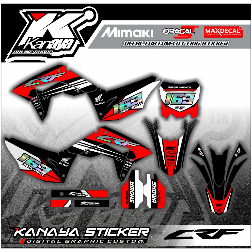 Decal Crf warna merah Sticker Supermoto Klx / Gordon / BF150 / Yz / Dtracker Bisa Custom free Design
