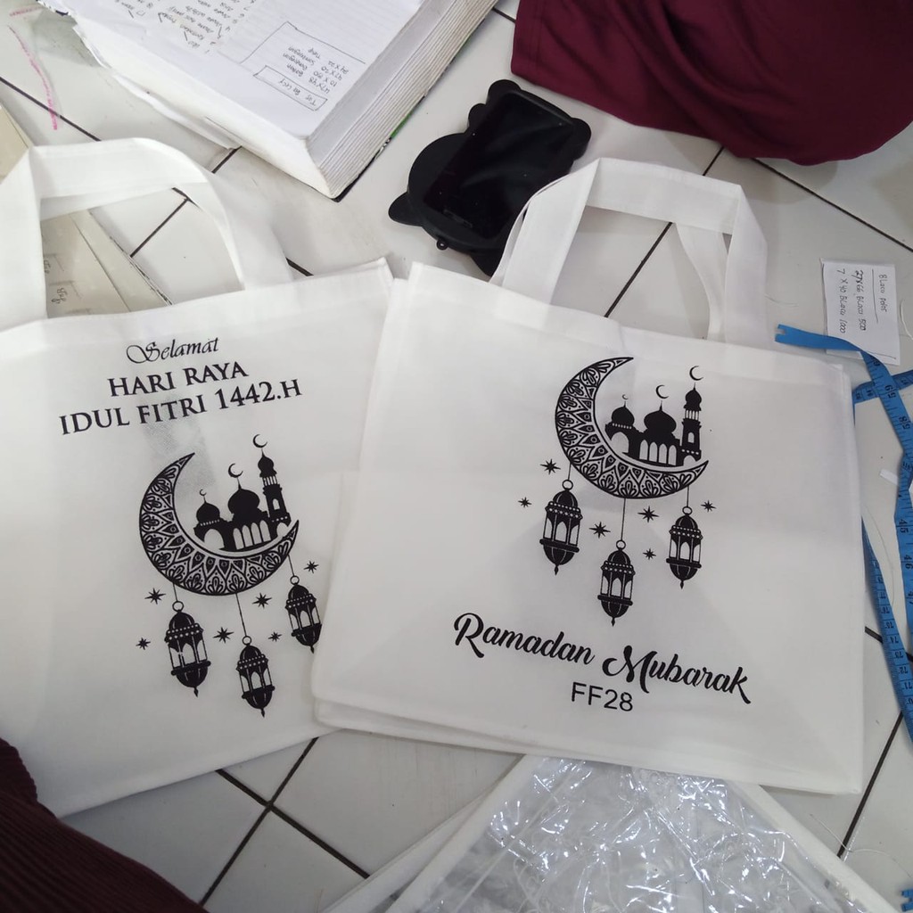

[30x30 lebar 15] TAS SPUNBON CUSTOM SABLON 1 SISI 1 WARNA