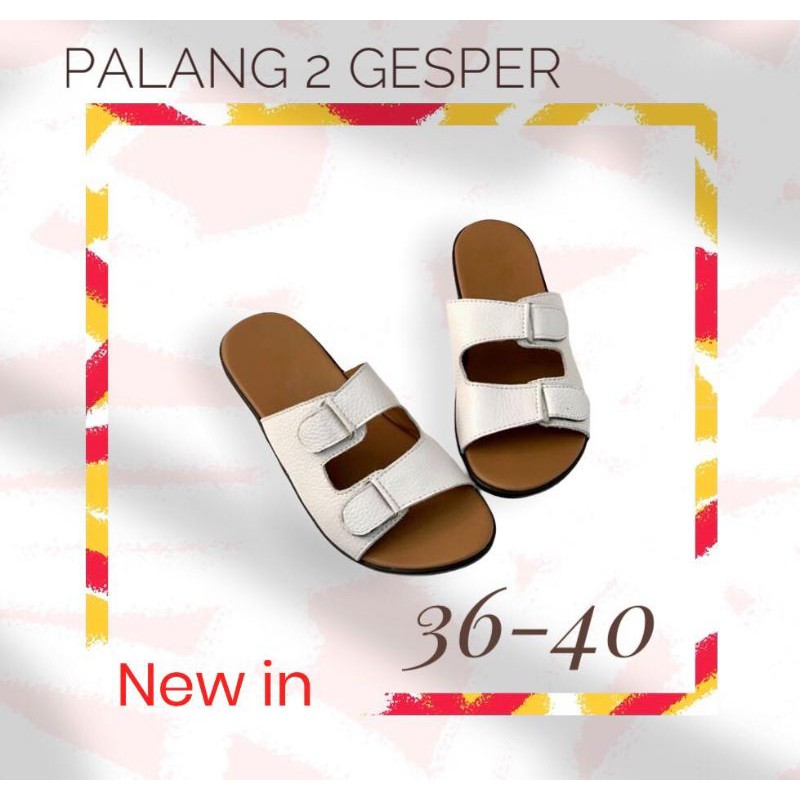 Sandal Kulit Wanita asli Sukaregang Garut model Palang 2 Gesper