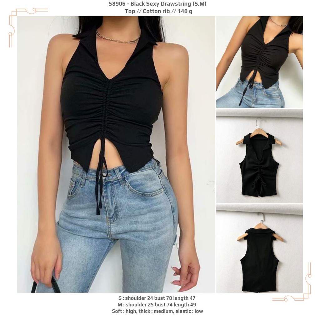 Top Atasan Wanita Hitam Drawstring