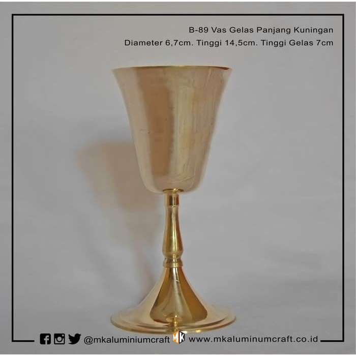 Vas Bunga Gelas Panjang Kuningan - Brass Vase - MK Aluminium