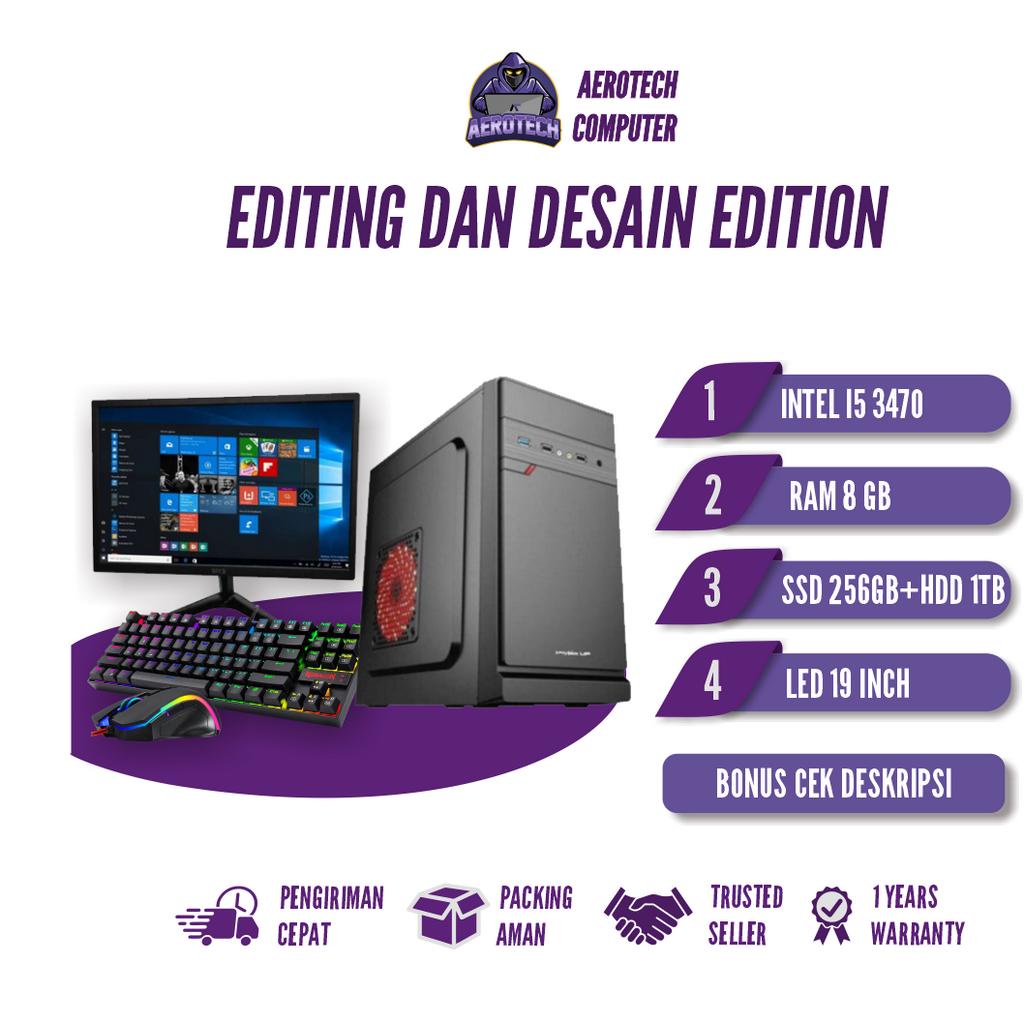 PC RAKITAN CORE I5 3470 | RAM 8 GB | SSD 256 GB | HDD 1 TB | LED 19 INCH FULLSET GARANSI 1 TAHUN SIAP PAKAI