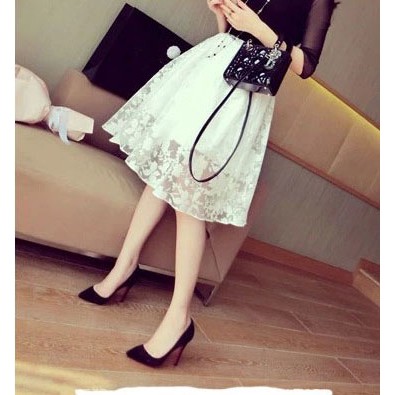 White Mid Calf Skirt 40909404