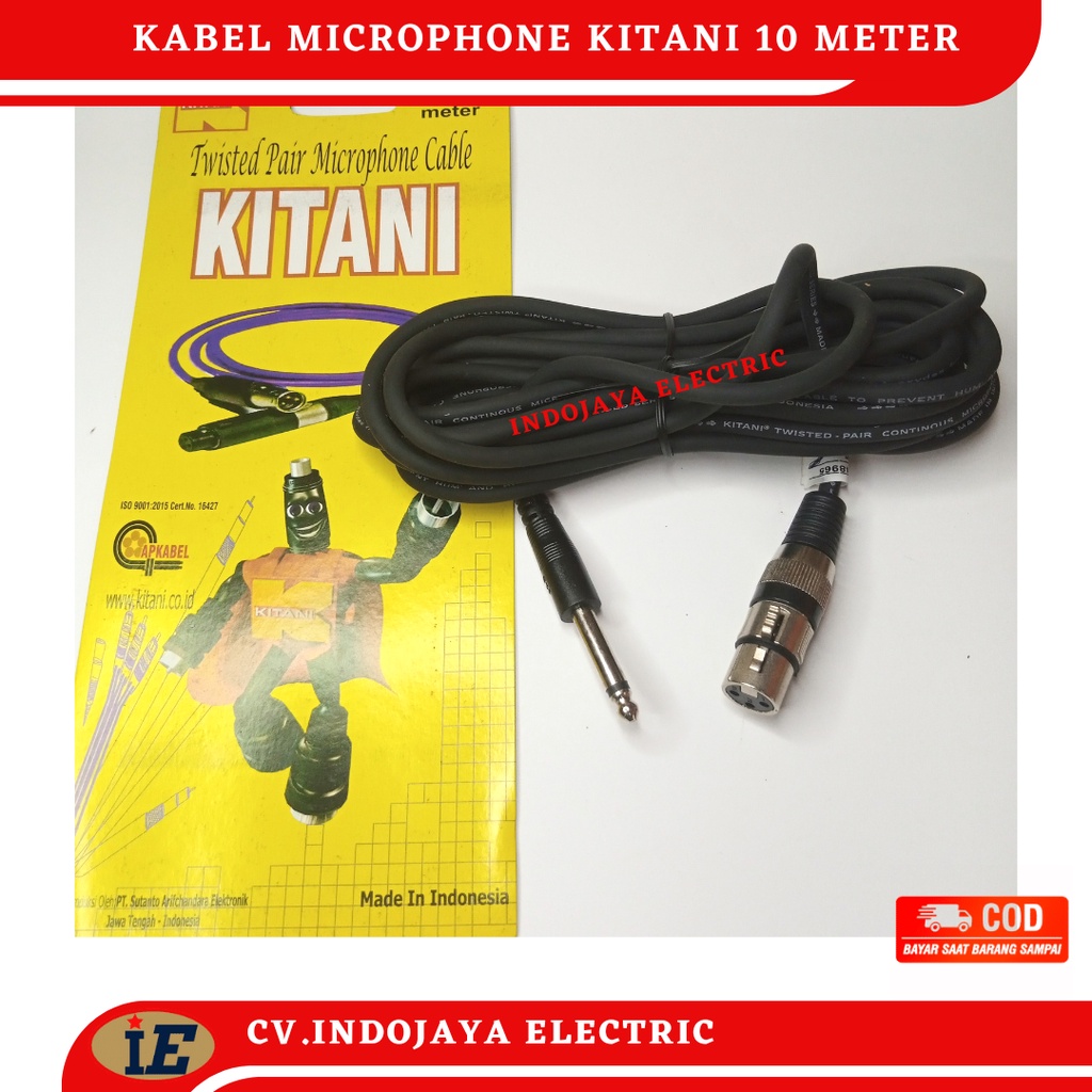 Kabel mic KITANI kabel microphone jack xlr female to jack akai panjang 10 meter