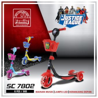 Scooter Anak Roda 3 Otoped Skuter FAMILY SC 7802 Justice League otoped music