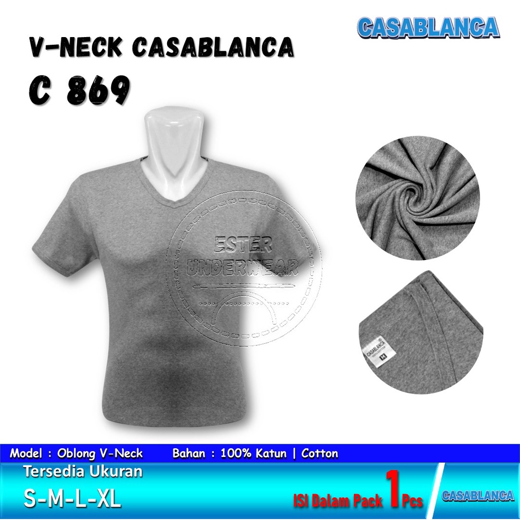 CASABLANCA Kaos Oblong Pria Dewasa V-Neck C 869 Isi-1