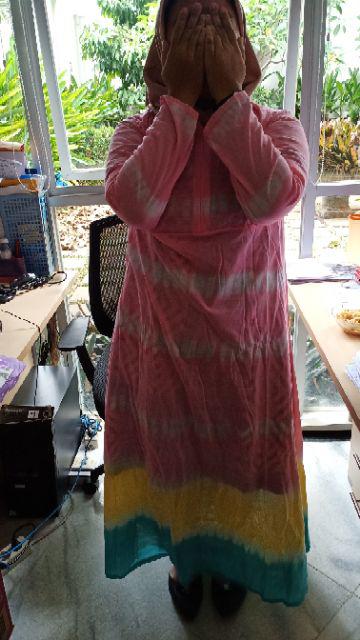 Mekar Gamis Kaos Pelangi Tiedye Batik Payung Jumbo Syari Katun Adem