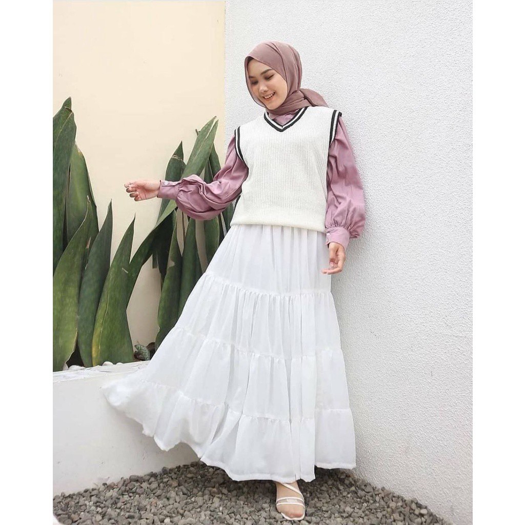 Selia Rok Ruffle Ceruty Babydoll Premium – Rok Rempel Skirt Panjang Susun