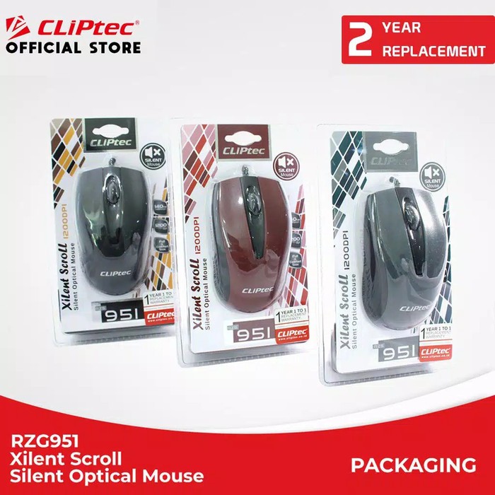 Mouse Kabel Cliptec Xilent RZS 951 - Silent Scroll USB Optical Mouse
