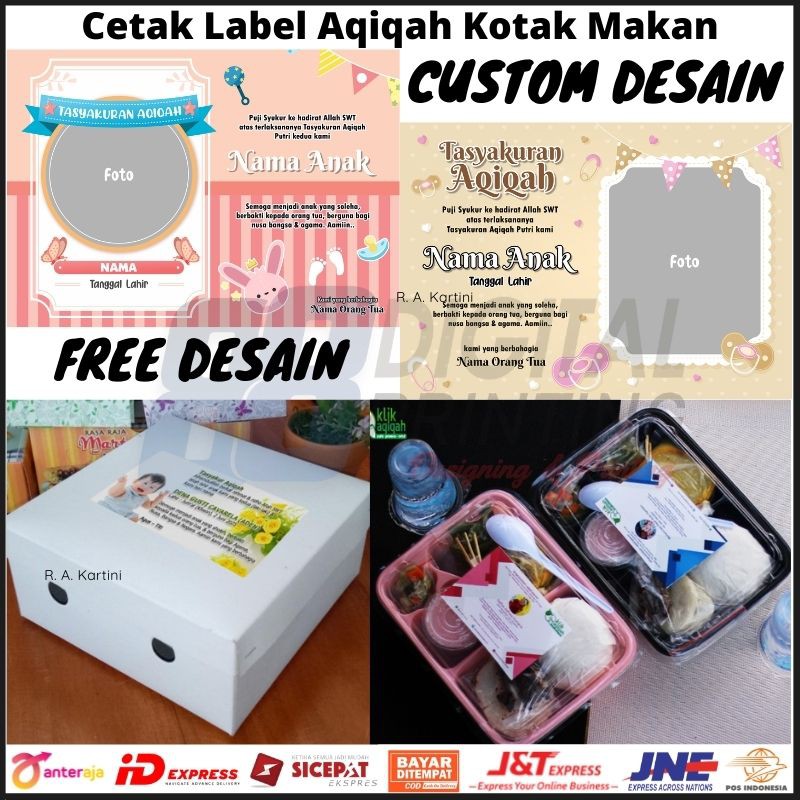 

(✔️Stiker) Cetak Label Aqiqah / Label Kotak Makan / Label Tasyakuran Stiker Kotak Makan