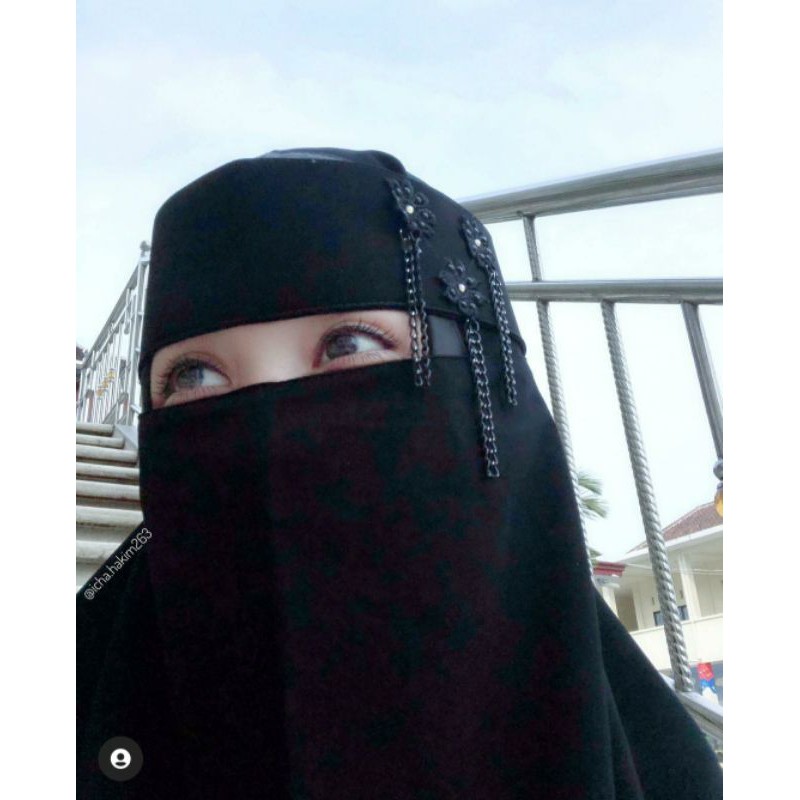 Niqab Bandana Zahra Rantai Cadar Niqob Viral Termurah By Habbabah