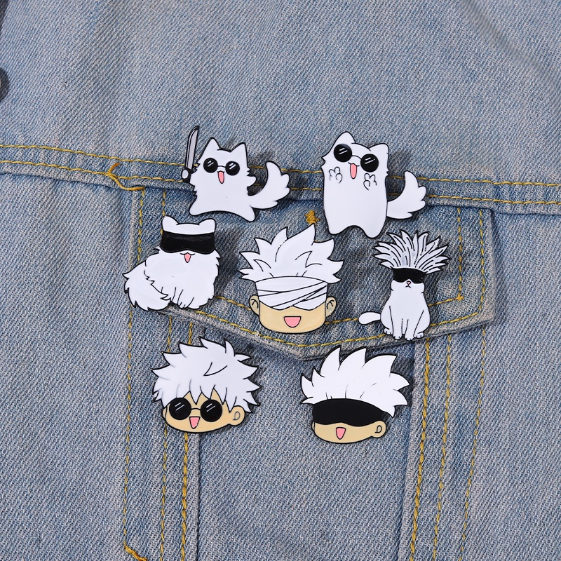 Bros Lencana Enamel Desain Hewan Kucing Anime Jujutsu Kaisen Untuk Aksesoris Pakaian