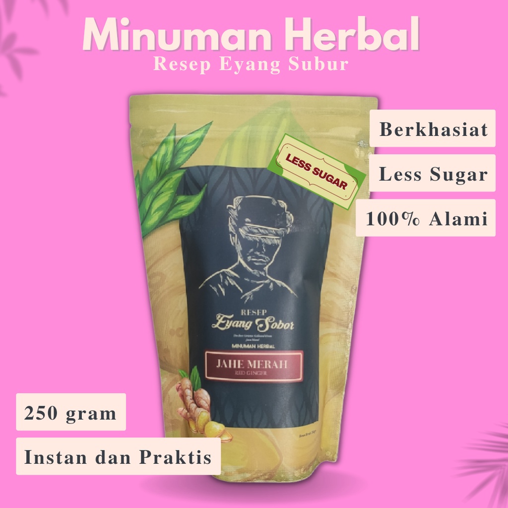 Jual Minuman Herbal Jahe Merah Bubuk Instan Wedang Jahe 250 Gram Less Sugar Gula Sedikit