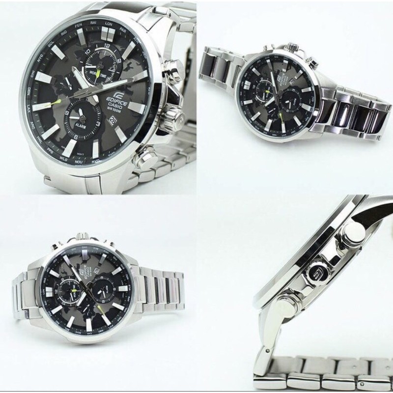 Jam Tangan Pria Casio Edifice EF 303 Stainless Steel Full Set