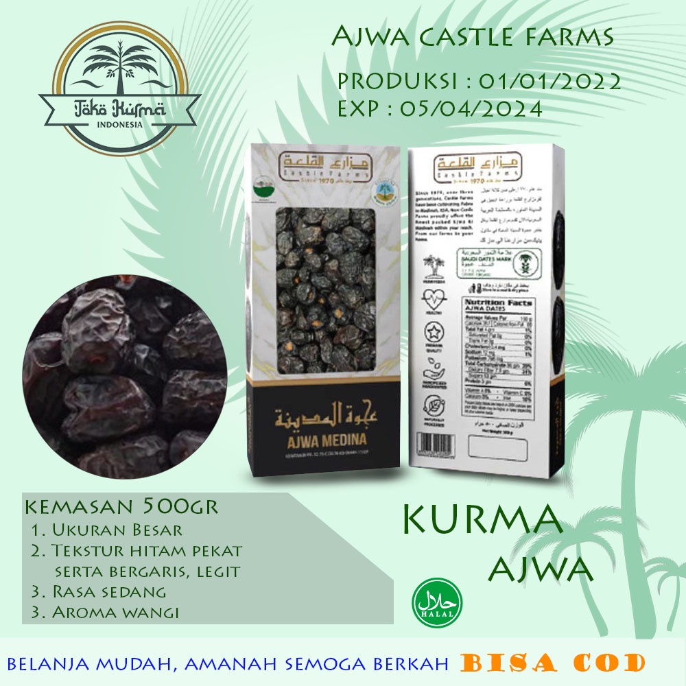 

Kurma Ajwa Castle Farms Kemasan 500 gr