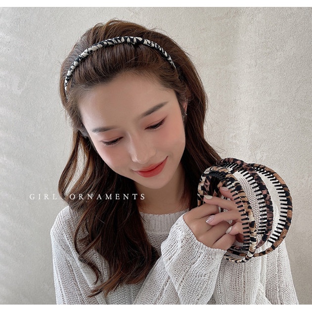 Bando Korea Sisir Motif Leopard Harimau / Bando Poni Wanita Gibran