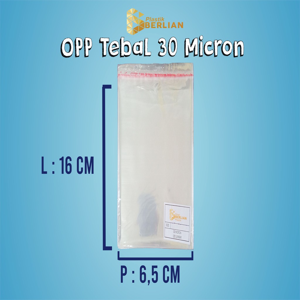 

6,5 X 16 cm Plastik OPP TEBAL 30 MICRON (100 lbr)