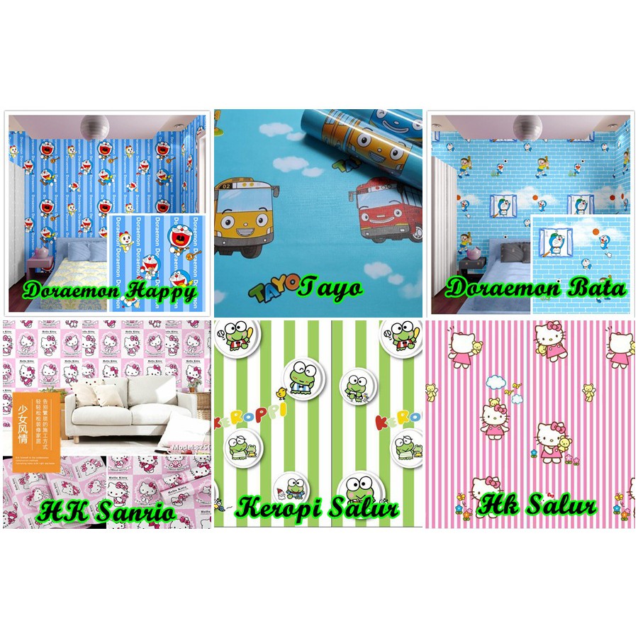 Wallpaper Dinding Kamar Tidur Wallsticker Motif Doraemon