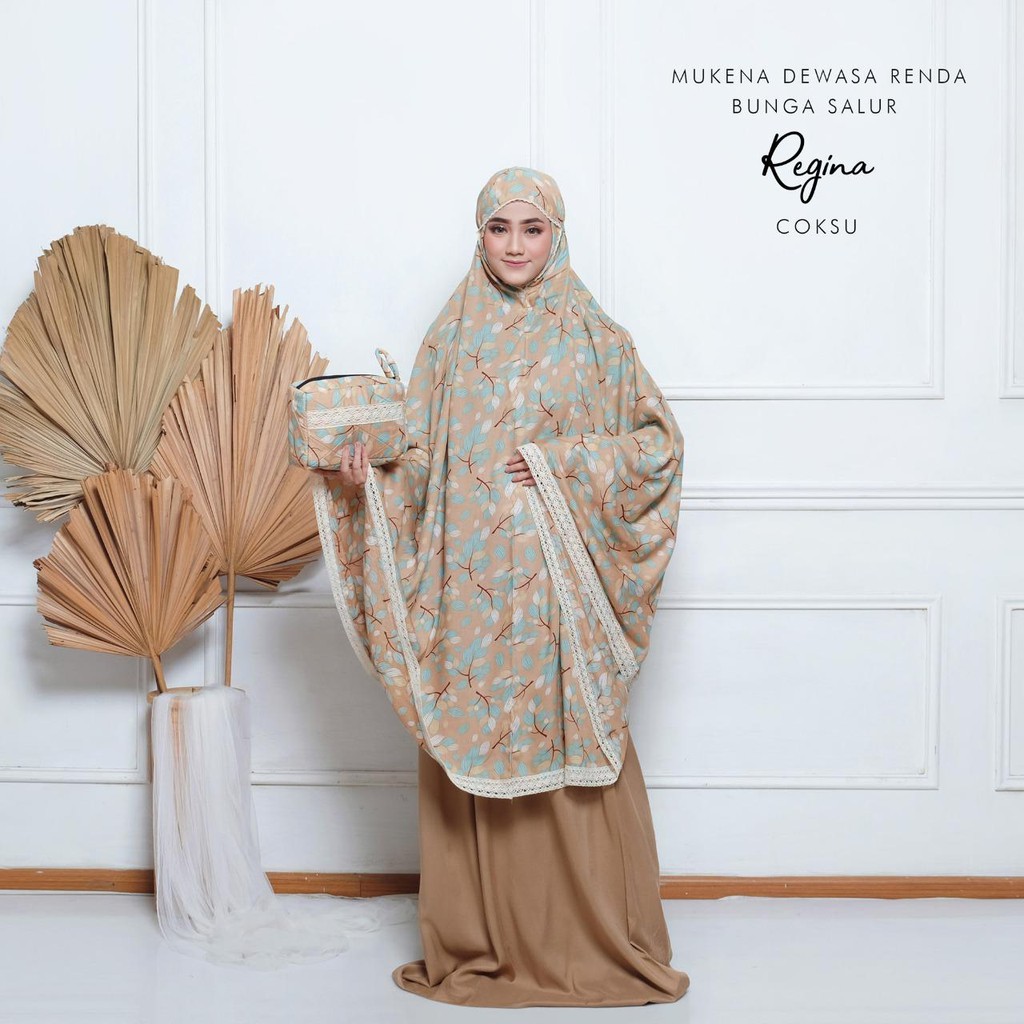 PUSAT MUKENA TASIK - MUKENA DEWASA RENDA RAYON MOTIF BUNGA SALUR REGINA