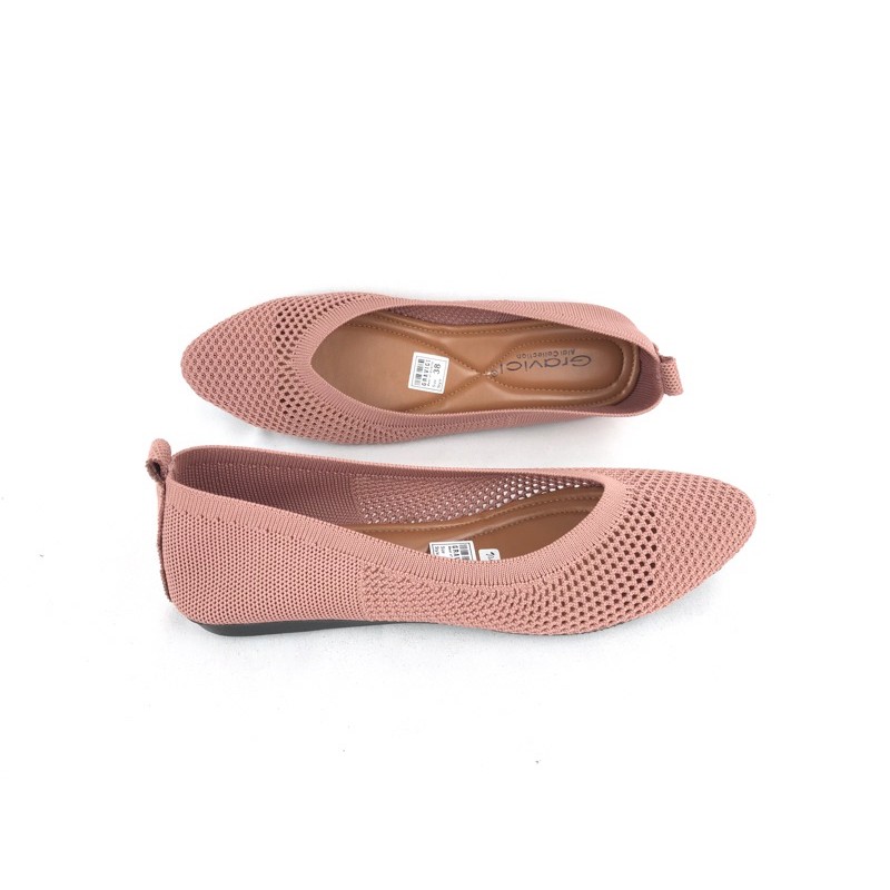 Sepatu Flat Wanita Slip On Bahan Rajut Import DO-16 GRAVICI