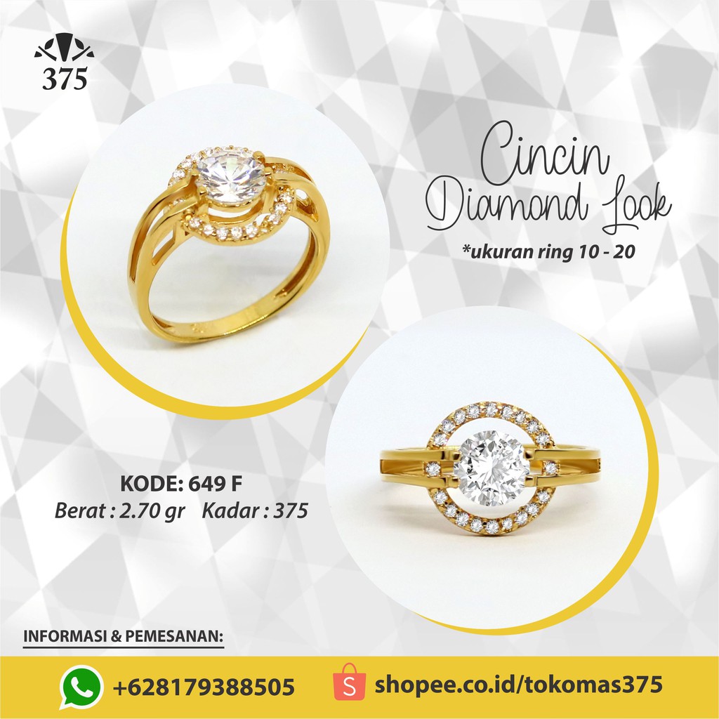 TM375 CINCIN EMAS ASLI DIAMOND LOOK