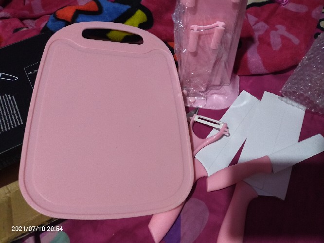 Anqi Shop   Pisau Baru  + Talenan Masak Set 7in1 Bahan Keramik Best Quality / Vs-1804