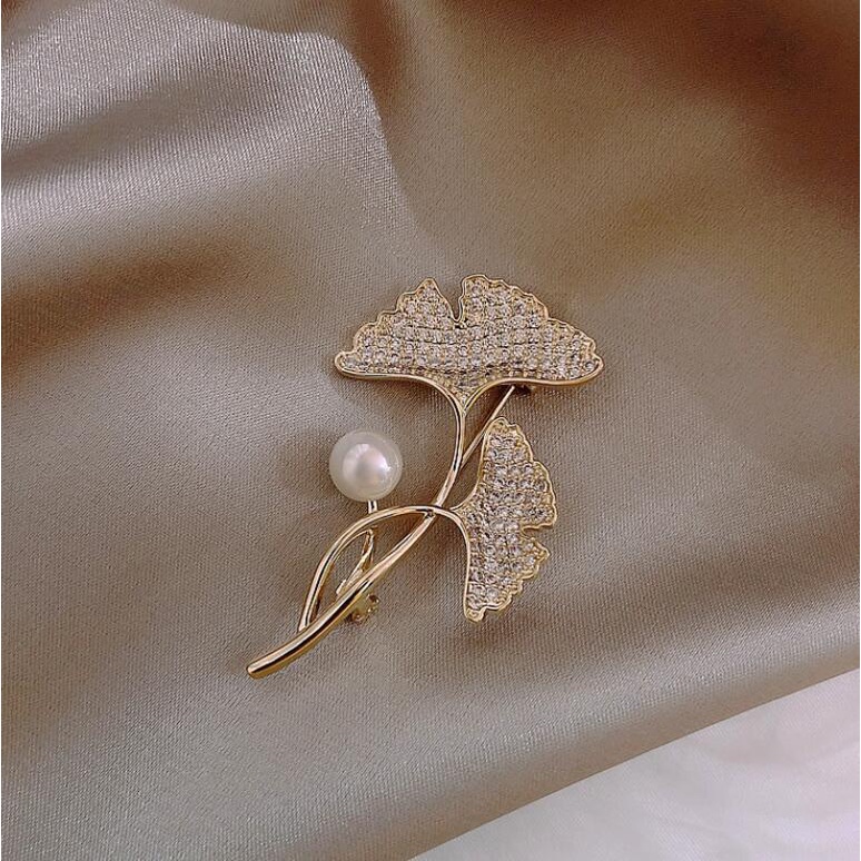 Candy Jewelry Fashion Korean Butterfly Brooches Gold Color Pearl Brooch Pins Rhinestone Breastpin for Women bros hijab-#33