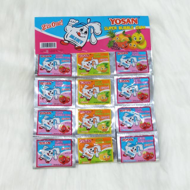 

Permen Karet Yosan 2IN1 - Permen karet Jadul - Isi 24 pcs - bubble gum jadul