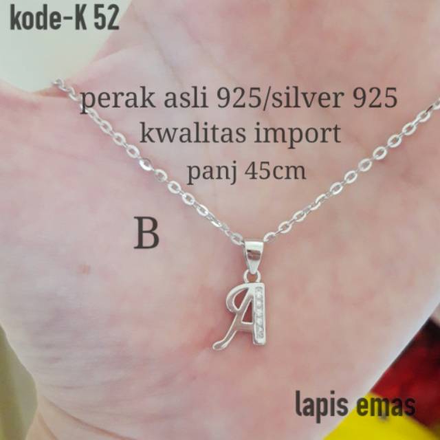 Kalung huruf A  perak asli 925 perak 925 kalung perak asli kalung murah anti karat silver 925 murah/